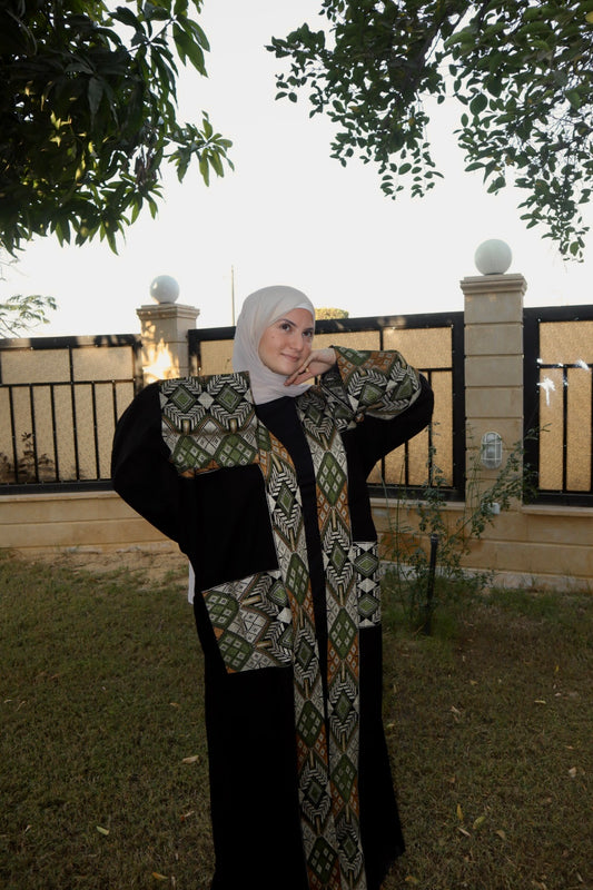 Green Pattern Open Thobe